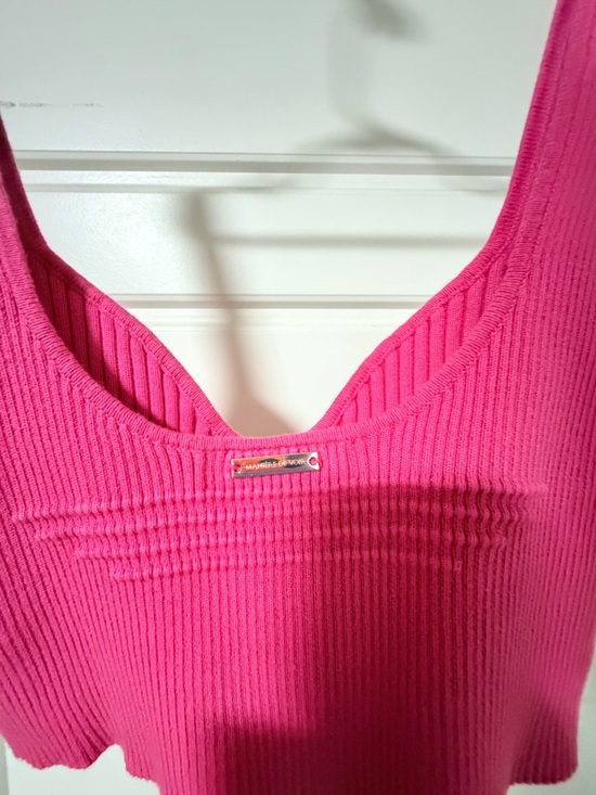 Maniere De Voir Fuchsia Ribbed Sweetheart Crop Top - Picture 5 of 5